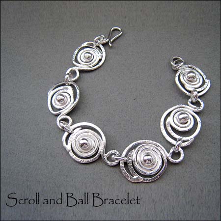 B - Scroll and Ball Bracelet
