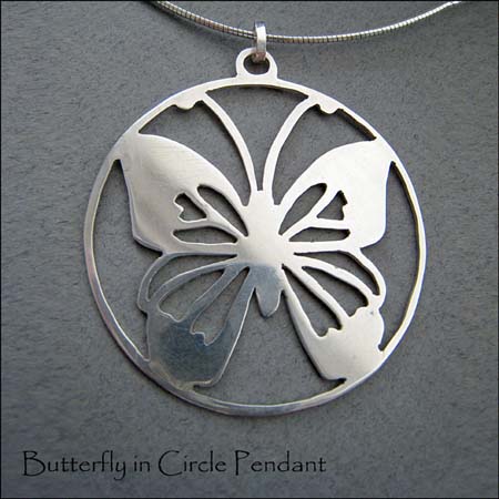 N - Butterfly in Circle Pendant