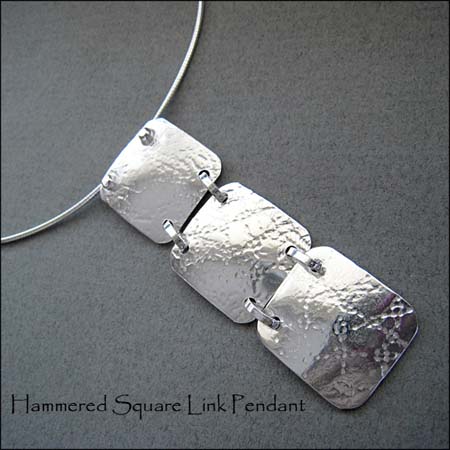 N - Hammered Square Link Pendant