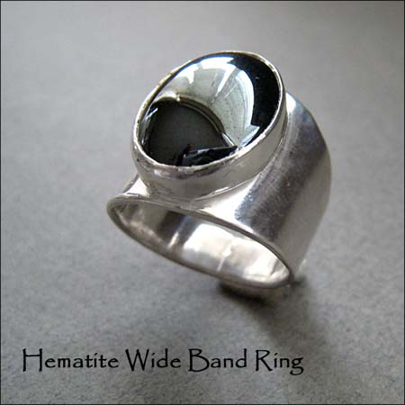 R - Hematite Wide Band Ring