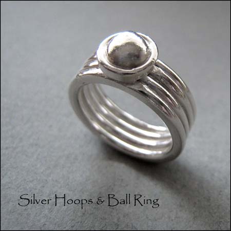 R - Silver Hoops & Ball Ring